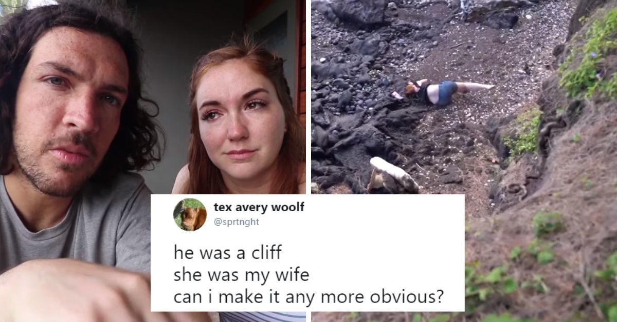 YouTuber's Dramatic Reaction To His Wife Falling Off A 'Cliff' Naturally Gets The Meme Treatment