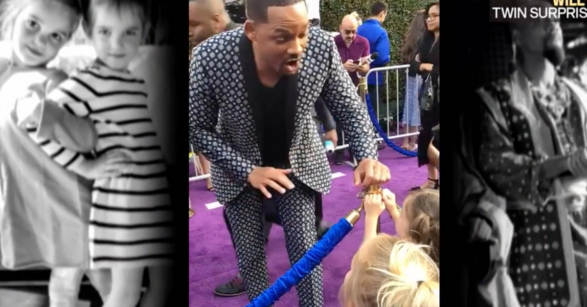 Will Smith Granting 4-Year-Old Twin Social Media Stars Mila And Emma Stauffer's Wishes At The 'Aladdin' Premiere Is Pure Magic