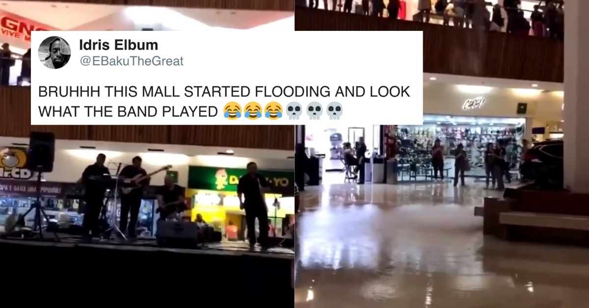 Band Playing At A Mall Starts Playing The Perfect Song As The Mall Starts Flooding