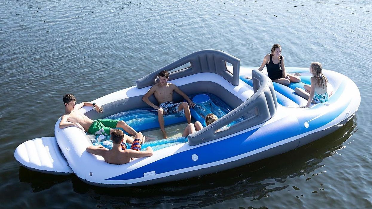 This full-size inflatable speedboat float is the ultimate summer accessory