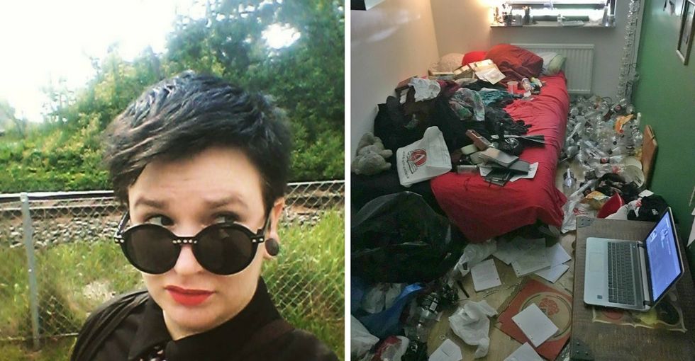 2 photos of a woman's bedroom reveal just how powerful depression can be.