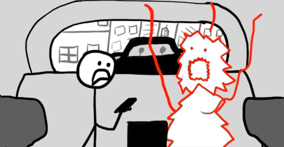 Inside the heads of people who are always late, as explained by stick figures.