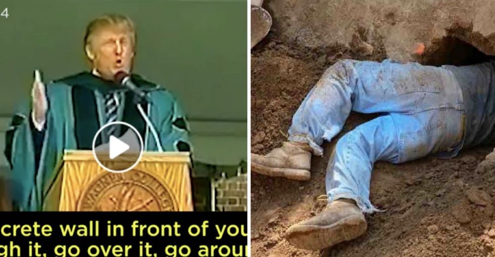 14 years ago Trump gave an inspiring speech about walls. Yesterday, 400 migrants took his advice to heart.