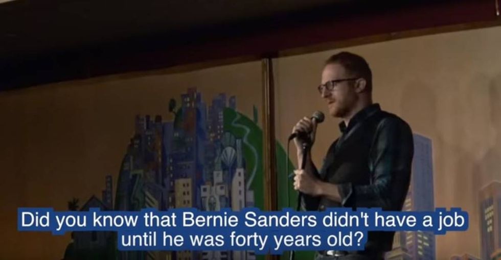 This comedian absolutely shredded a heckler who got mad at him for supporting Bernie Sanders.