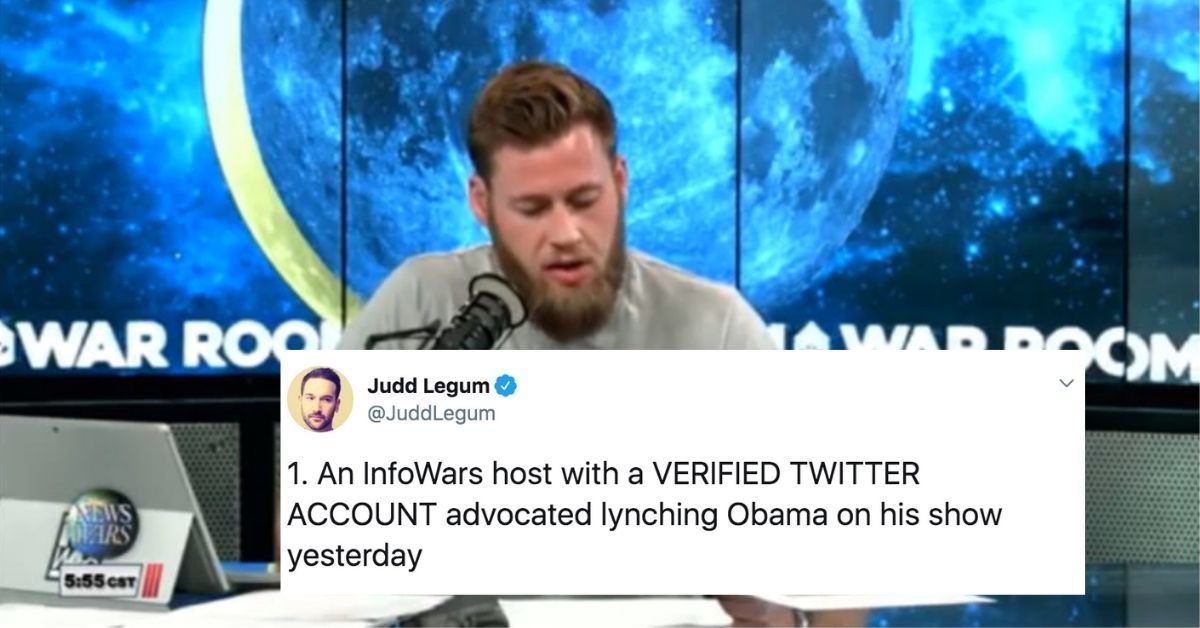 People Are Fuming After An InfoWars Host Was Allowed To Call For Obama's Lynching On Twitter And YouTube