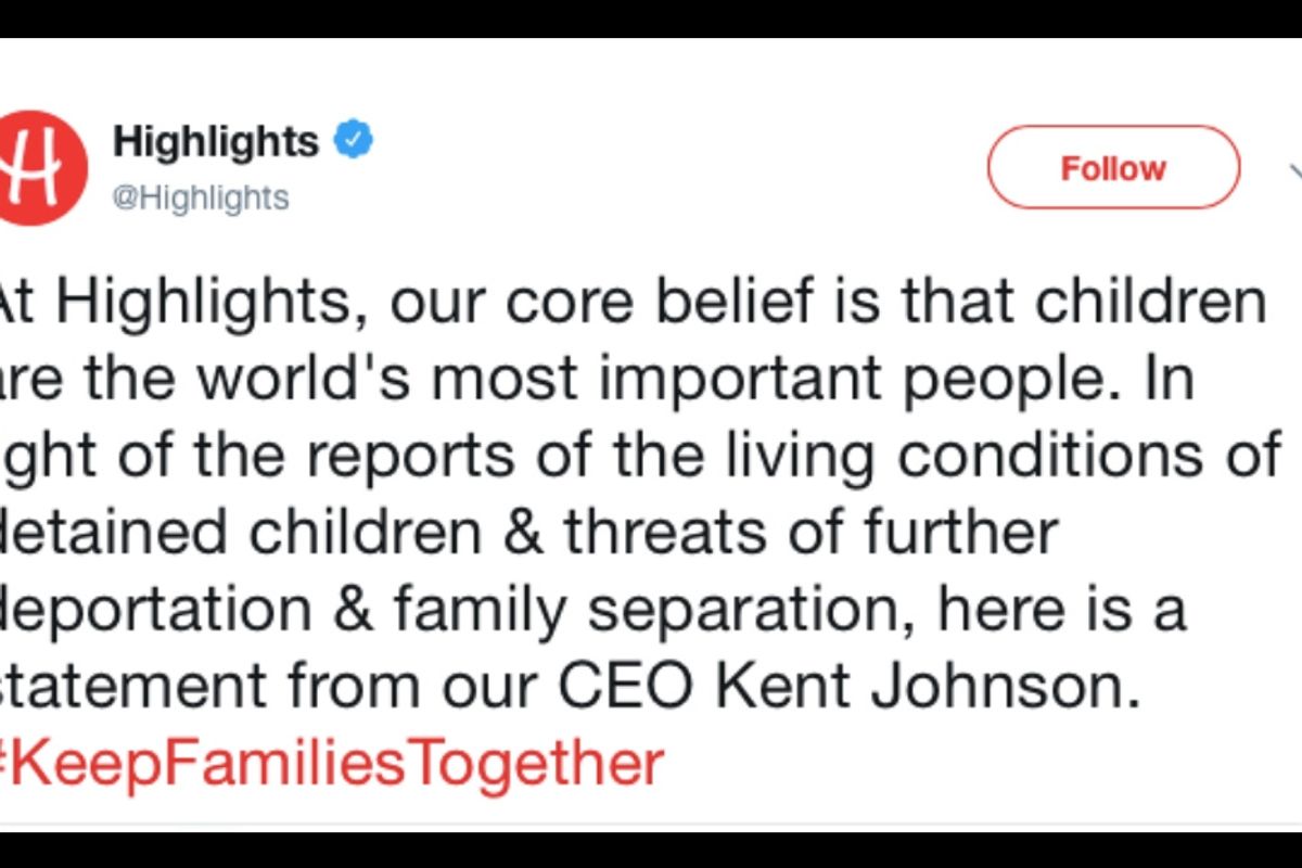 Highlights magazine denounces family separations in a blistering new editorial.