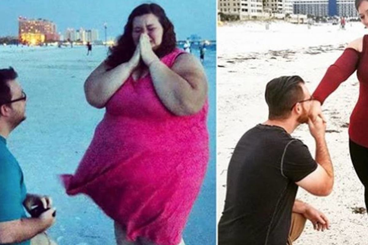 An inspiring couple shows off the success of working together for healthy weight loss.