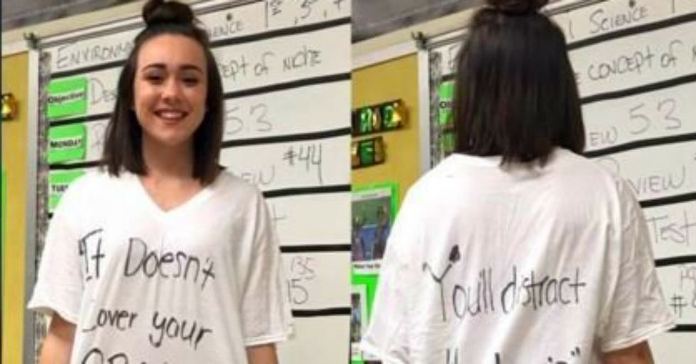 Teenage girl shamed for her ‘distracting’ outfit fights back in a very funny way.