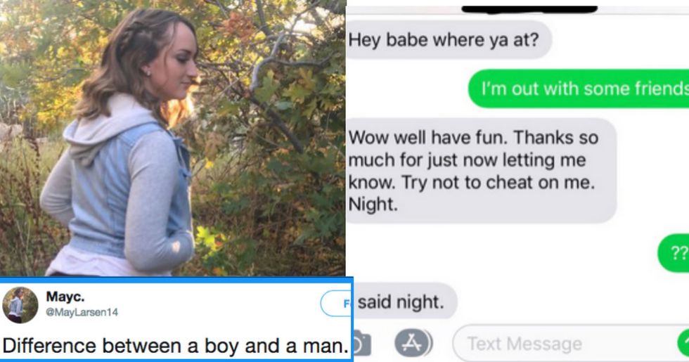 Woman shares texts showing the difference between a healthy and a controlling relationship.