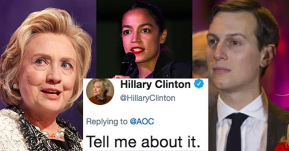 Hillary Clinton and Alexandria Ocasio-Cortez roasted Jared Kushner so hard he may delete his account.