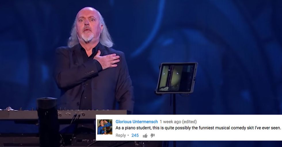 Comedic genius Bill Bailey shows how the U.S. national anthem played in a minor key makes it sound Russian.