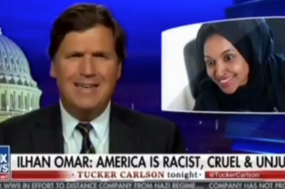 Ilhan Omar calls Tucker Carlson a 'racist fool' after his straight-up Nazi rant about her.
