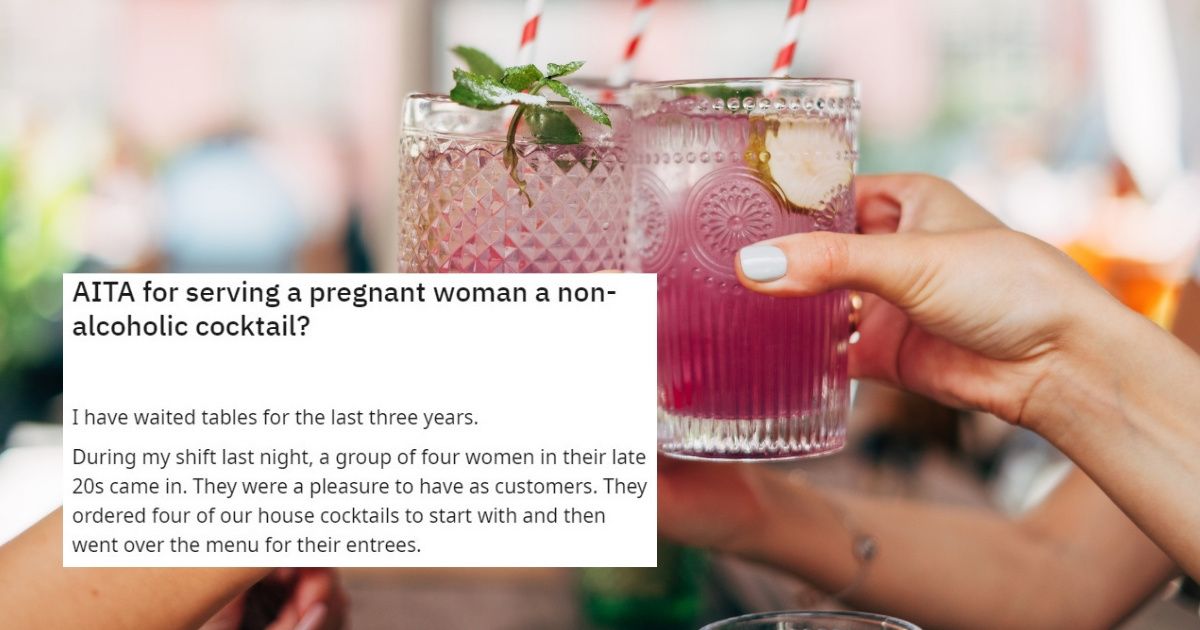 Server Slips Woman Non-Alcoholic Drinks After Overhearing Her Say She's Pregnant, and the Internet Is Divided