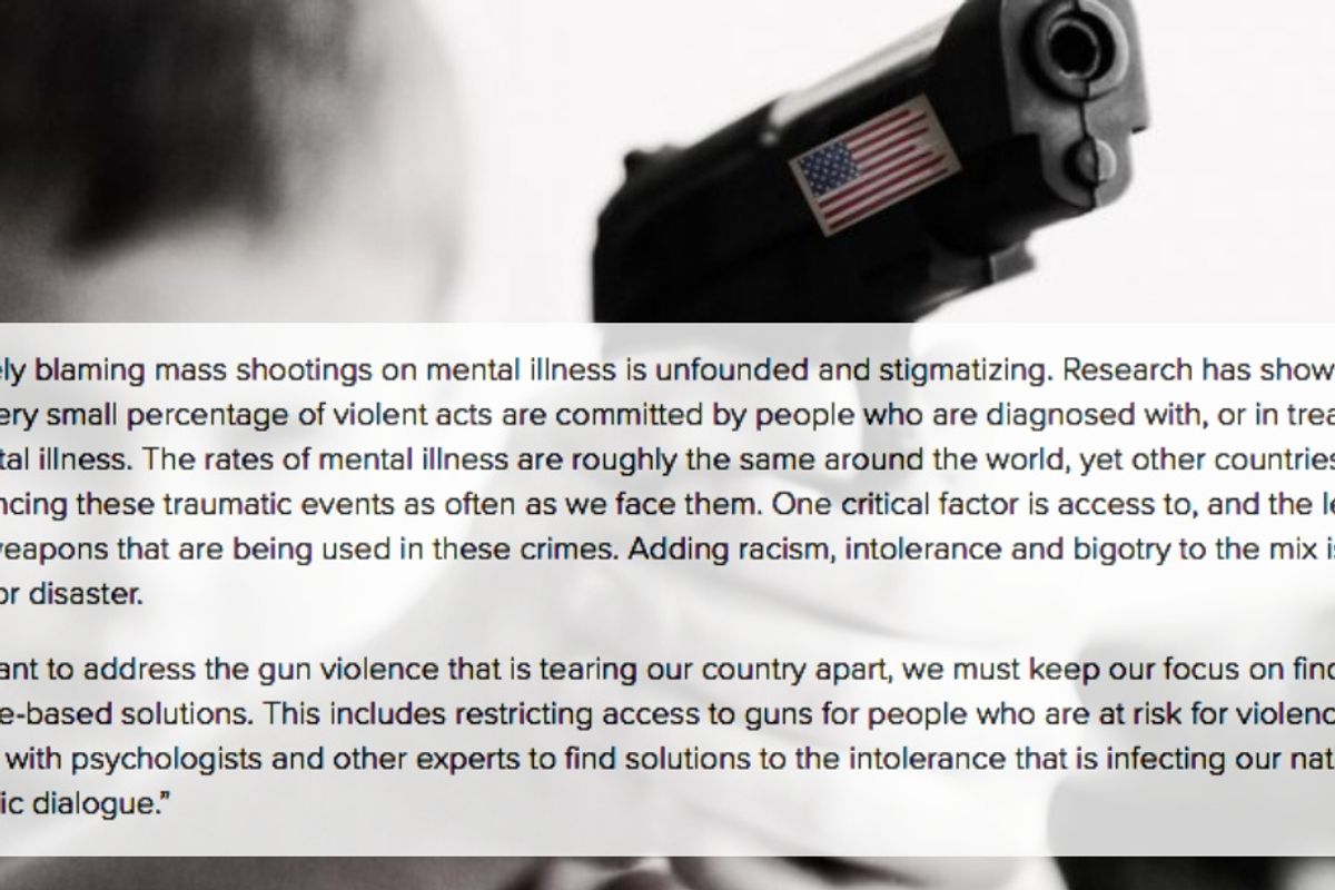 The American Psychological Association says bigotry and gun laws are to blame for mass shootings, not 'mental illness'