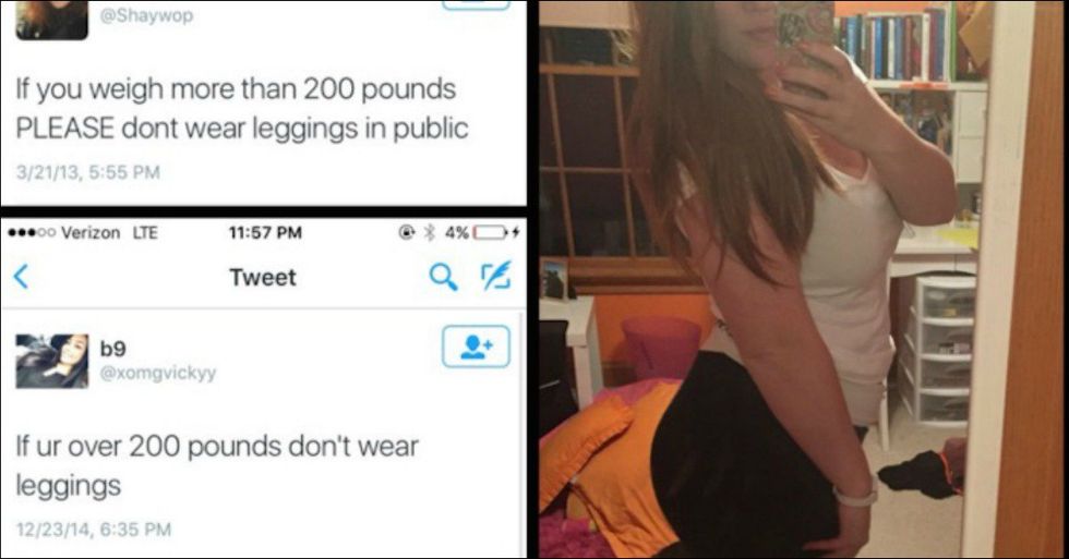 Woman shuts down body-shamers who say girls over 200 pounds can’t wear what they like.