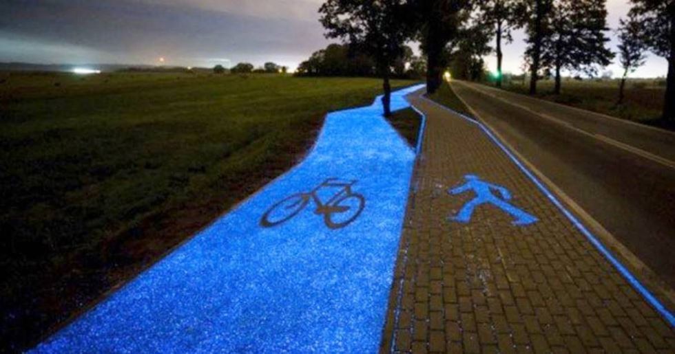 Poland has beautiful solar-powered bike lanes that glow in the dark