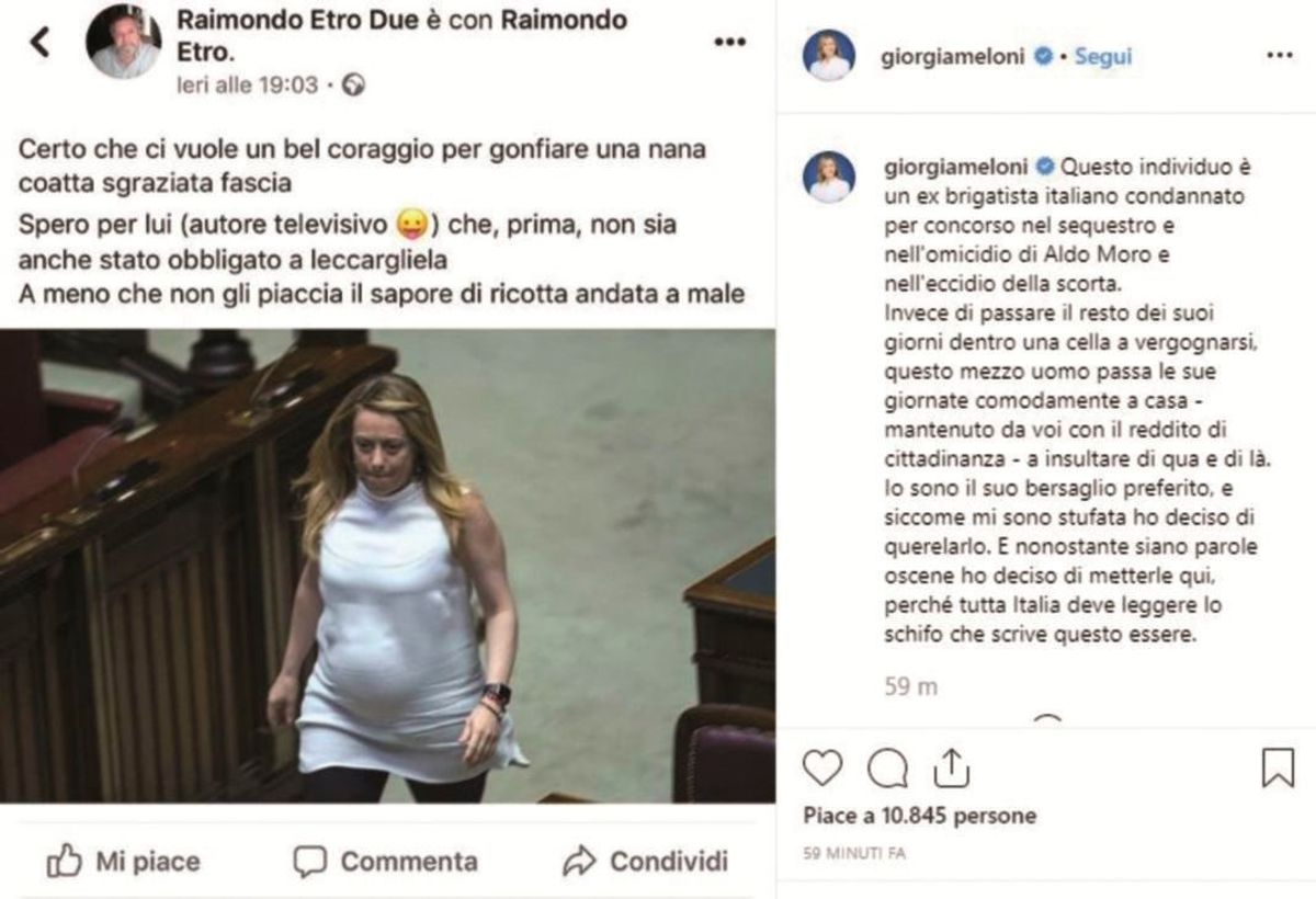 La Meloni denuncia: «Perseguitata da un brigatista pagato dagli italiani»