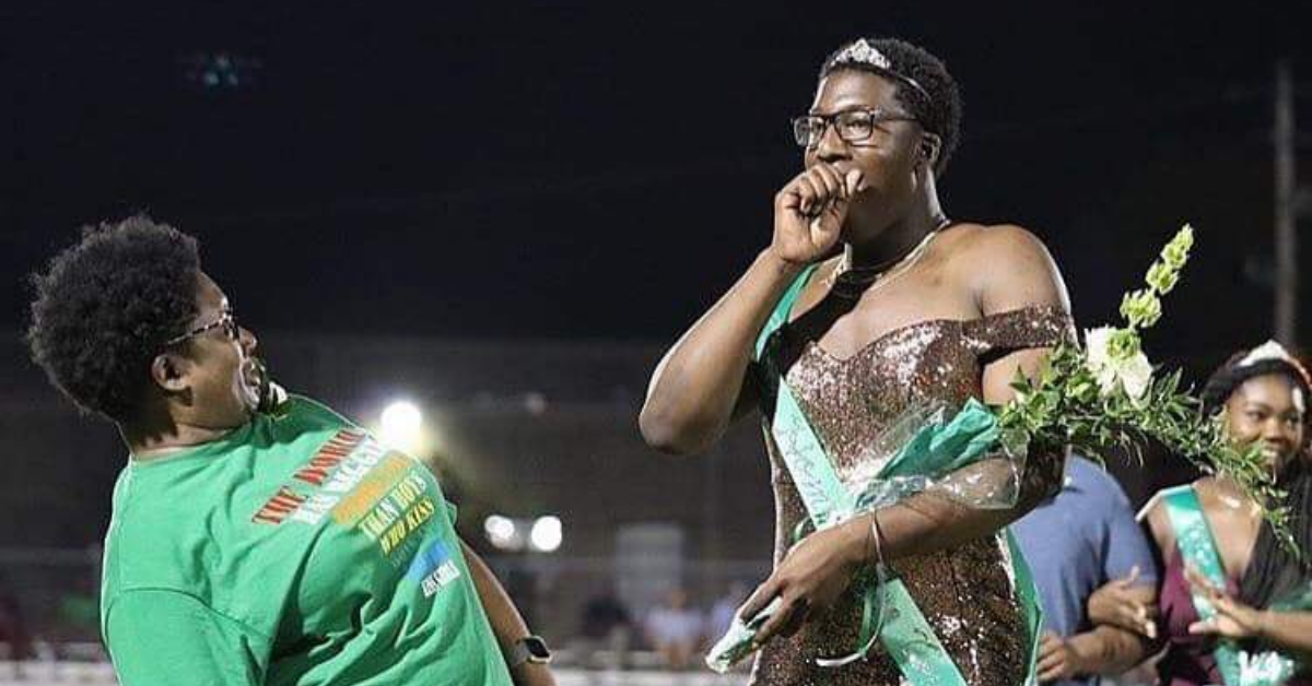 Tennessee High School Principal Shuts Down Haters After Teen Boy Rocks Gold Gown While Receiving His Homecoming Crown