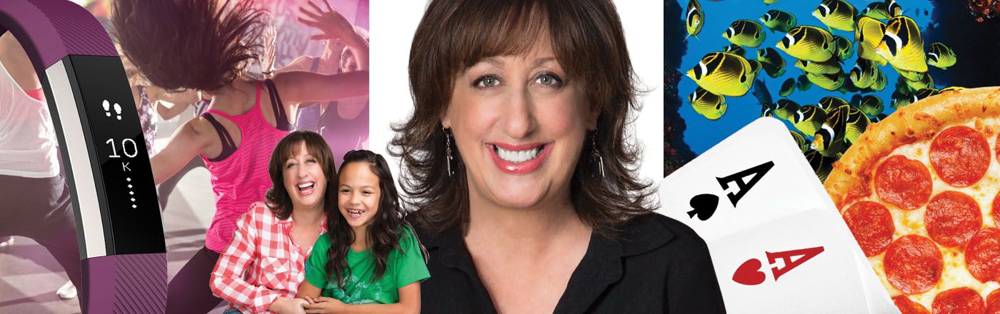 A collage of images of the things that make Mom actress Beth Hall happy.