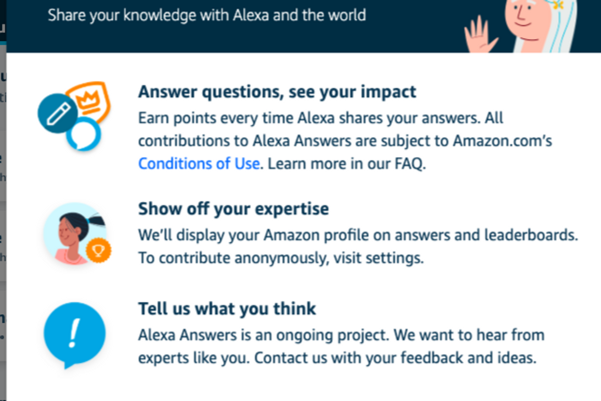 A screenshot of Alexa Answers