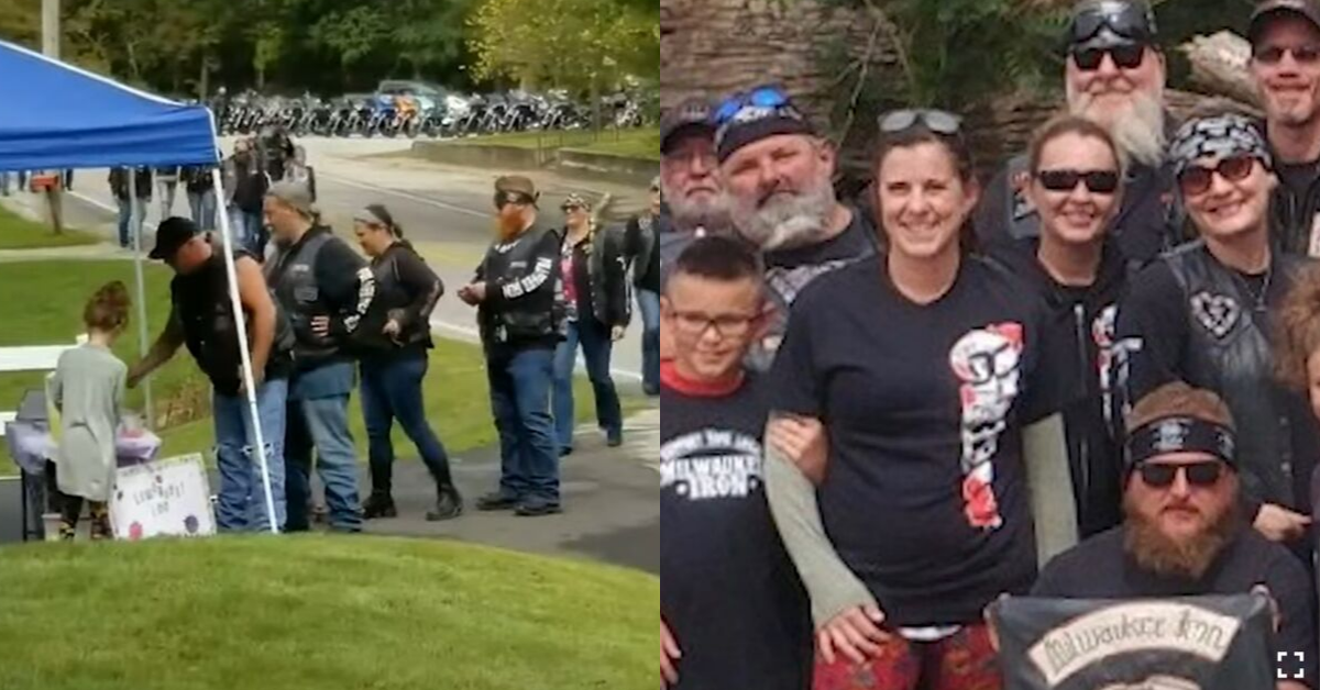Group Of Bikers Line Up At Indiana Girl's Lemonade Stand To Thank Her Mom For Saving Them After A Highway Crash