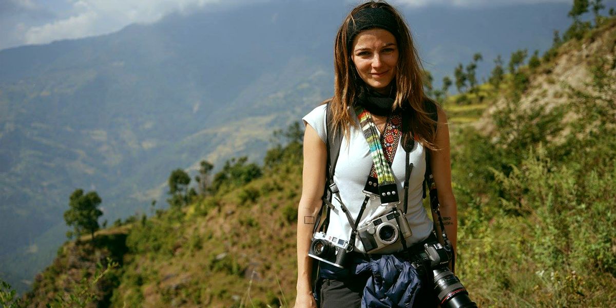 CBS star of Instinct Bojana Novakovic stands on a hillside while volunteering in Nepal.