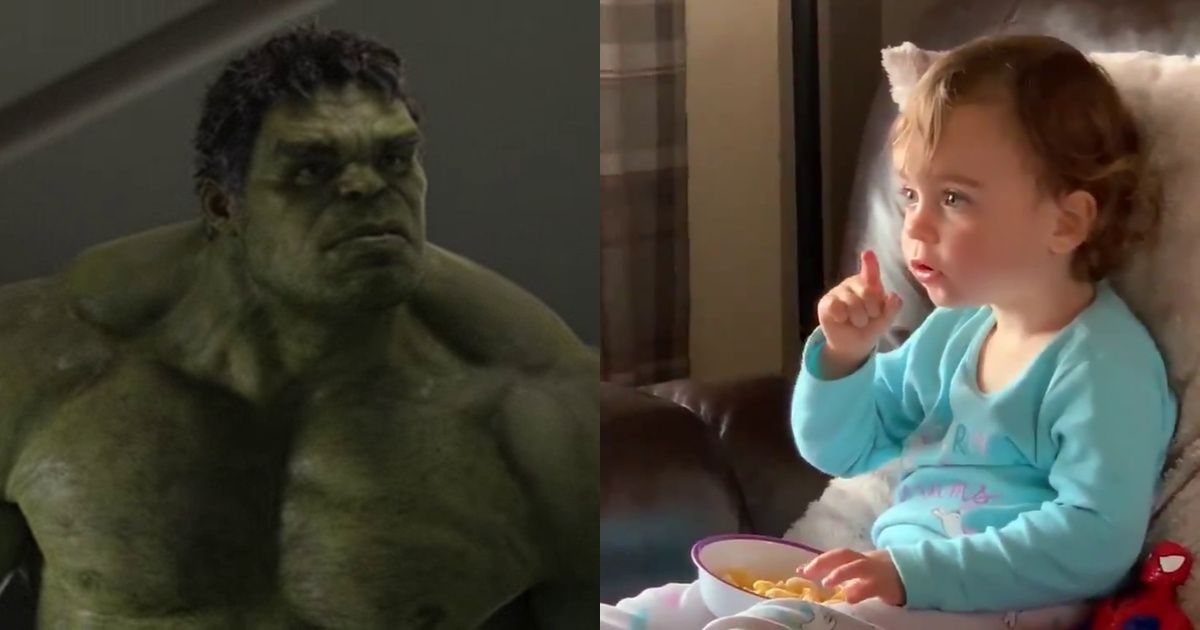 Two-Year-Old Girl Left Flabbergasted While Watching The Hulk Smash Things For The First Time