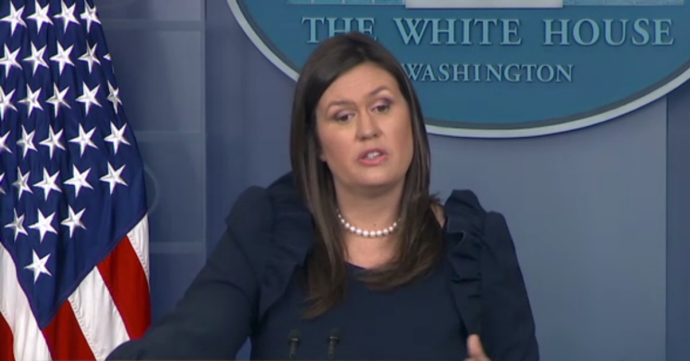 The Look Sarah Sanders Gave Donald Trump During His Bonkers Bloomberg Interview Is Basically All of Us