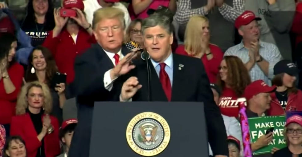 Sean Hannity Is Getting Dragged for Going on Stage at One of Trump's Rallies After Claiming He Was Only There to Cover It