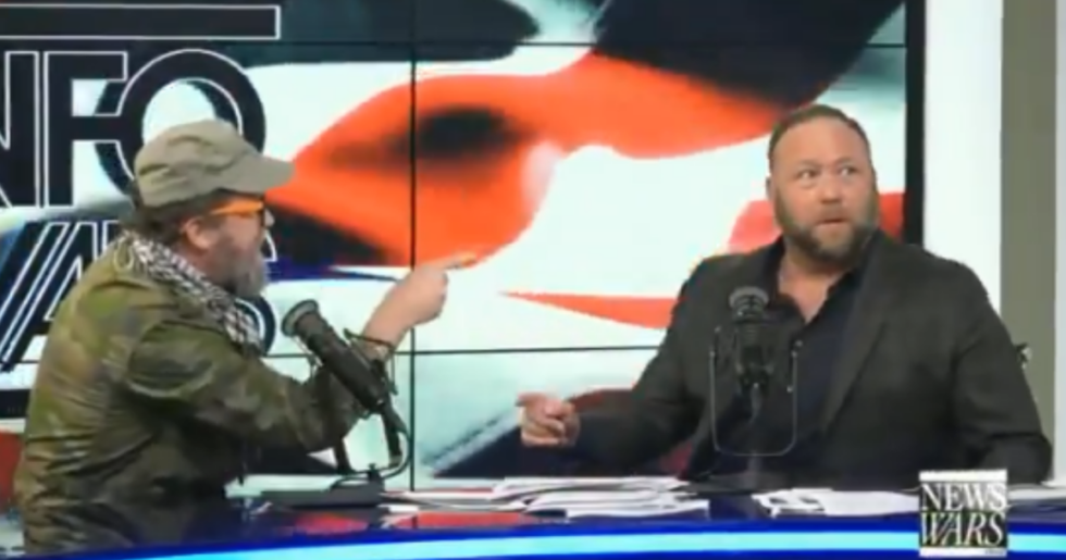 Alex Jones Just Got in an Obviously Staged Fight on His Infowars Livestream, and People Keep Making the Same Jokes