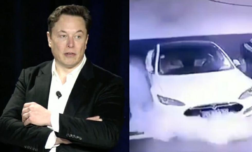 Tesla Is Touting Its Self-Driving Car To Investors As Video of One of Its Cars Exploding Goes Viral