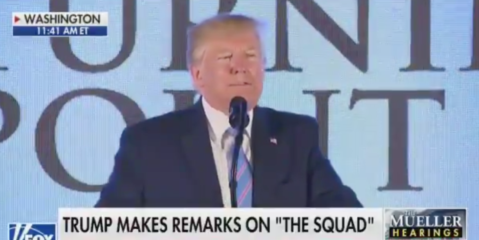 Donald Trump Sparks Outrage After Appearing to Make a 'White Power' Hand Signal While Talking About AOC