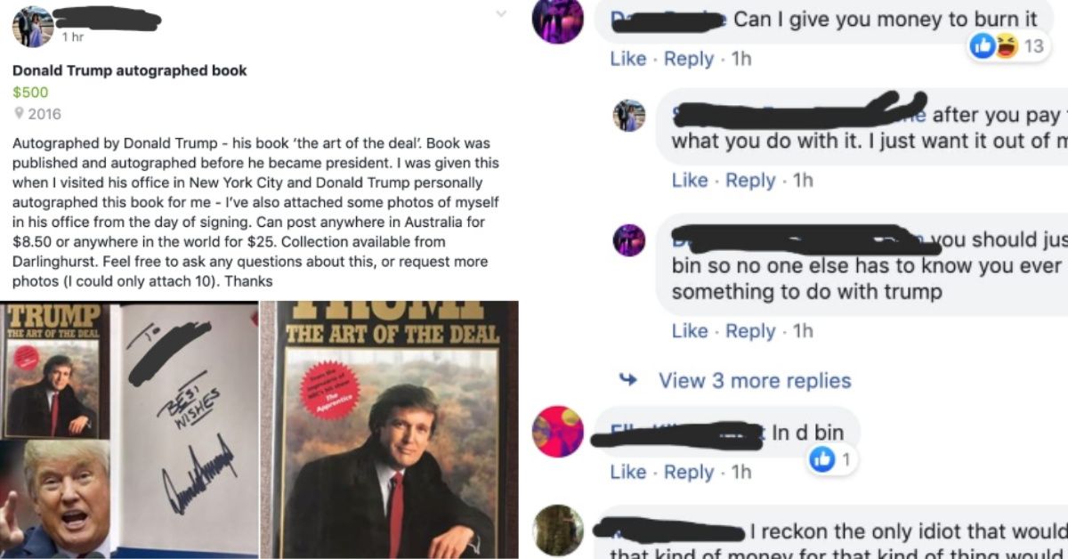 Woman Tries To Sell Signed Trump Book On Facebook, And The Comments Are Brutal