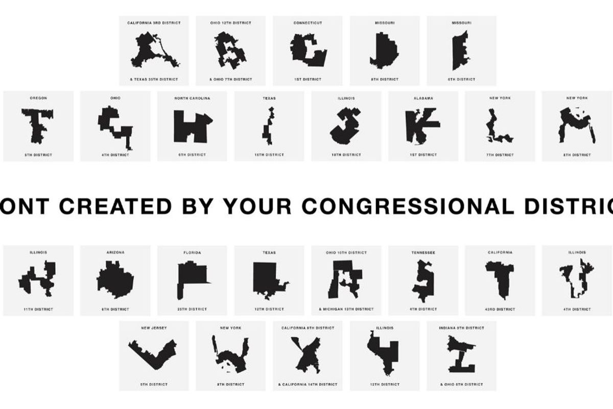 Font made out of gerrymandered congressional districts shows how effed up our system is