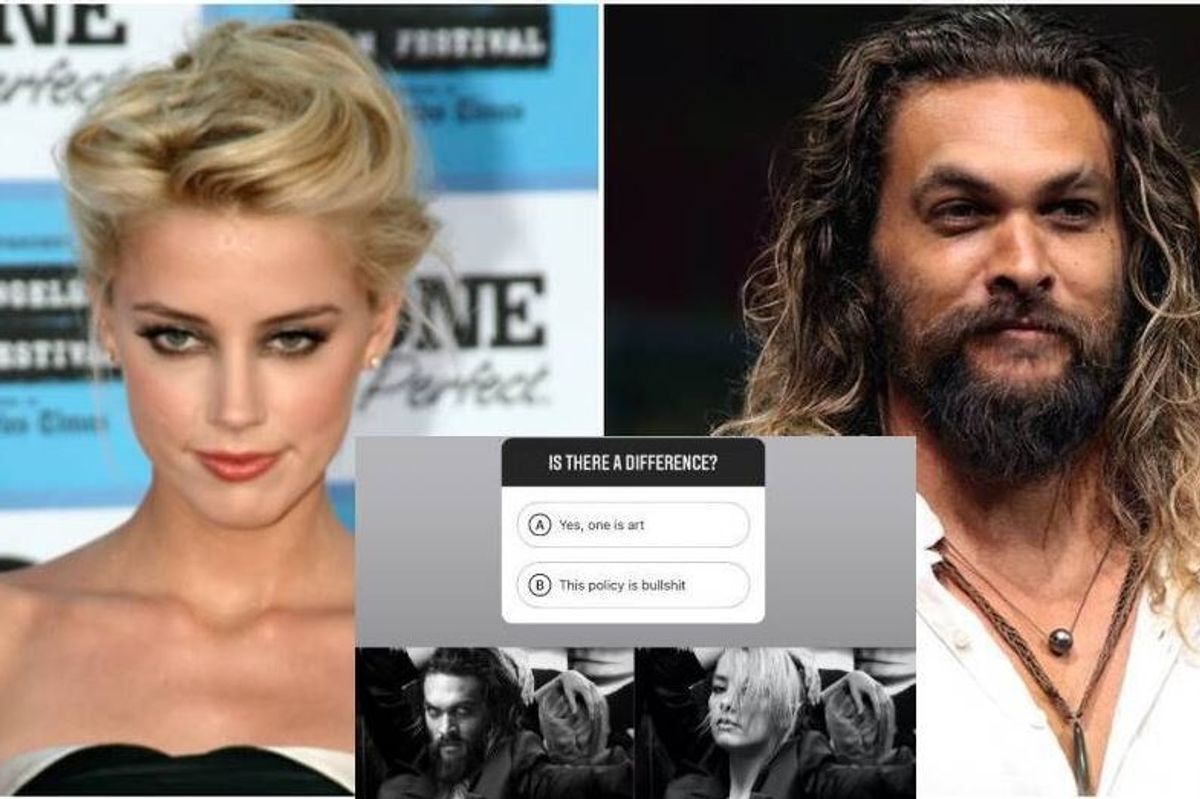 Amber Heard perfectly exposed Instagram's nipple double-standard using her costar, Jason Momoa