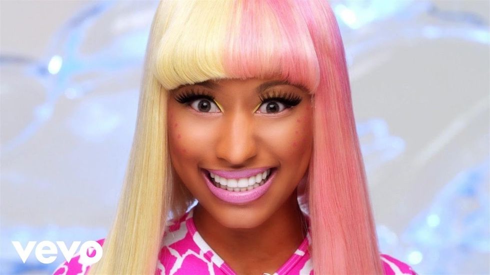 3. Nicki Minaj's blue dress and real hair look featured in her music video for "Super Bass" - wide 5