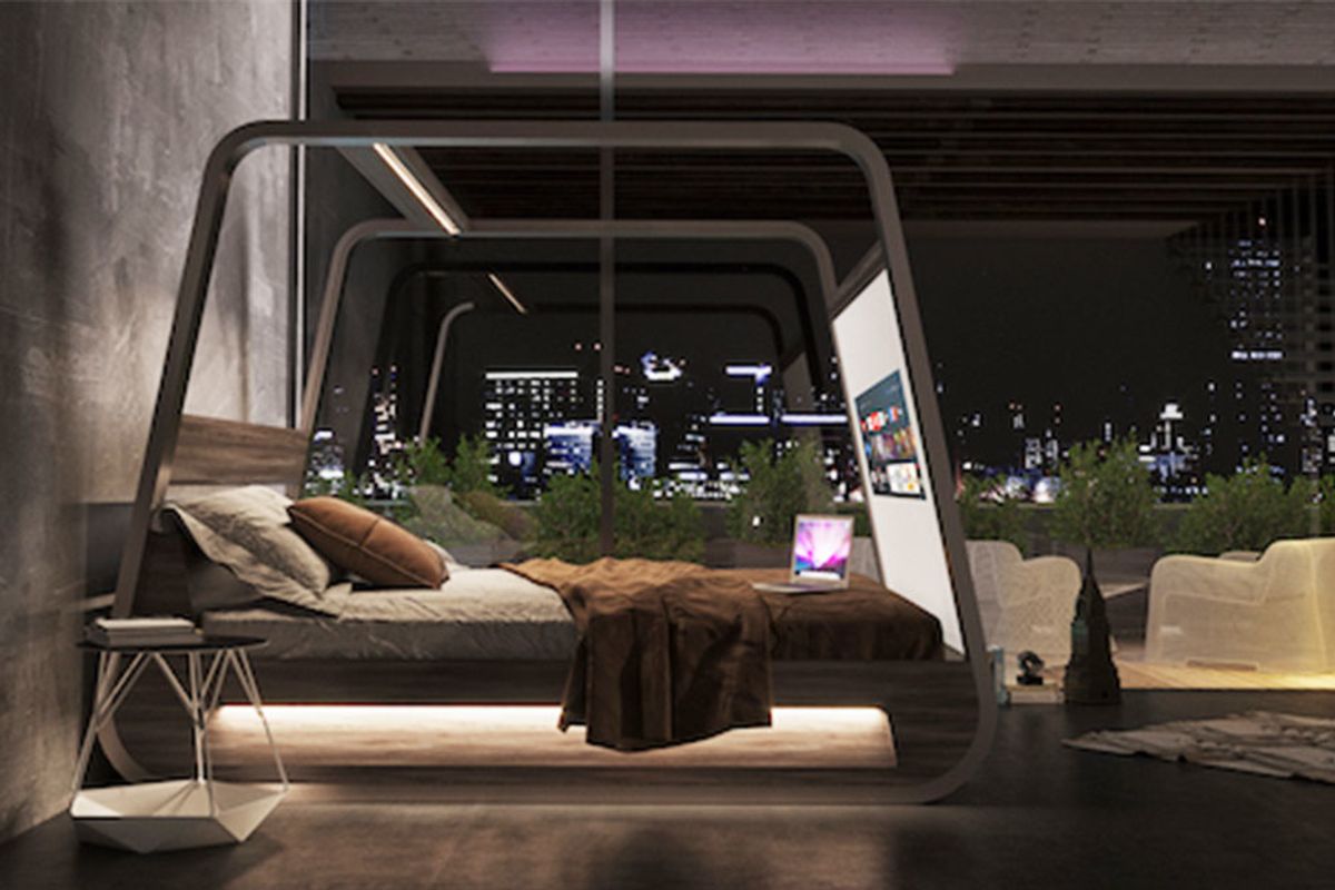 What happens when you combine a smart TV and a bed? You get this amazing hi-tech smart bed.