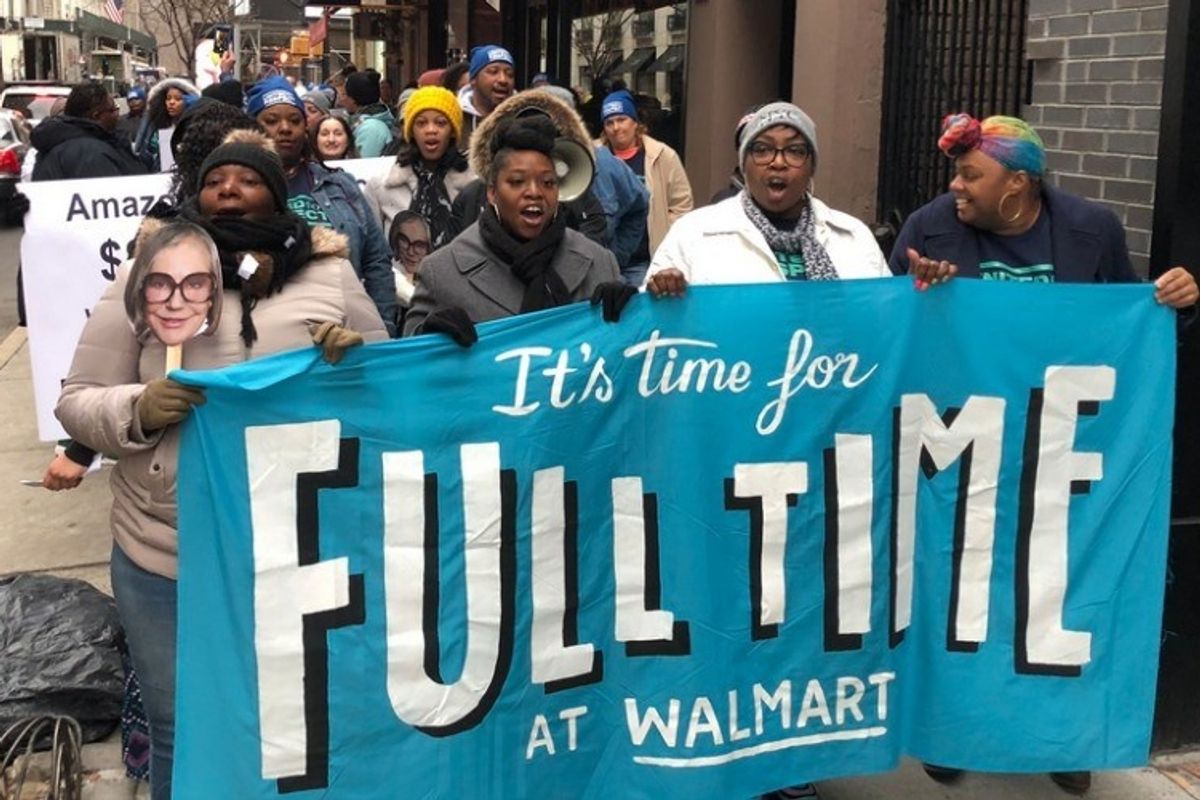 Walmart workers demand fair pay at a passionate protest outside Alice Walton's penthouse