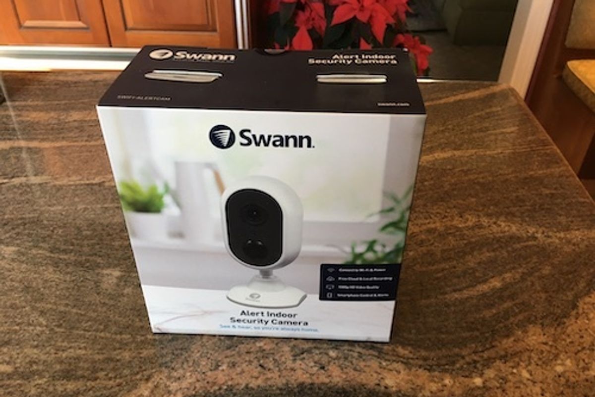 Swann Alert Indoor Security Camera on a counter
