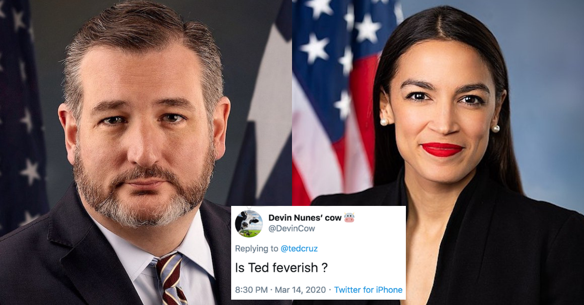 Internet Left Stunned After Ted Cruz Actually Praises Alexandria Ocasio-Cortez's Advice About Social Distancing