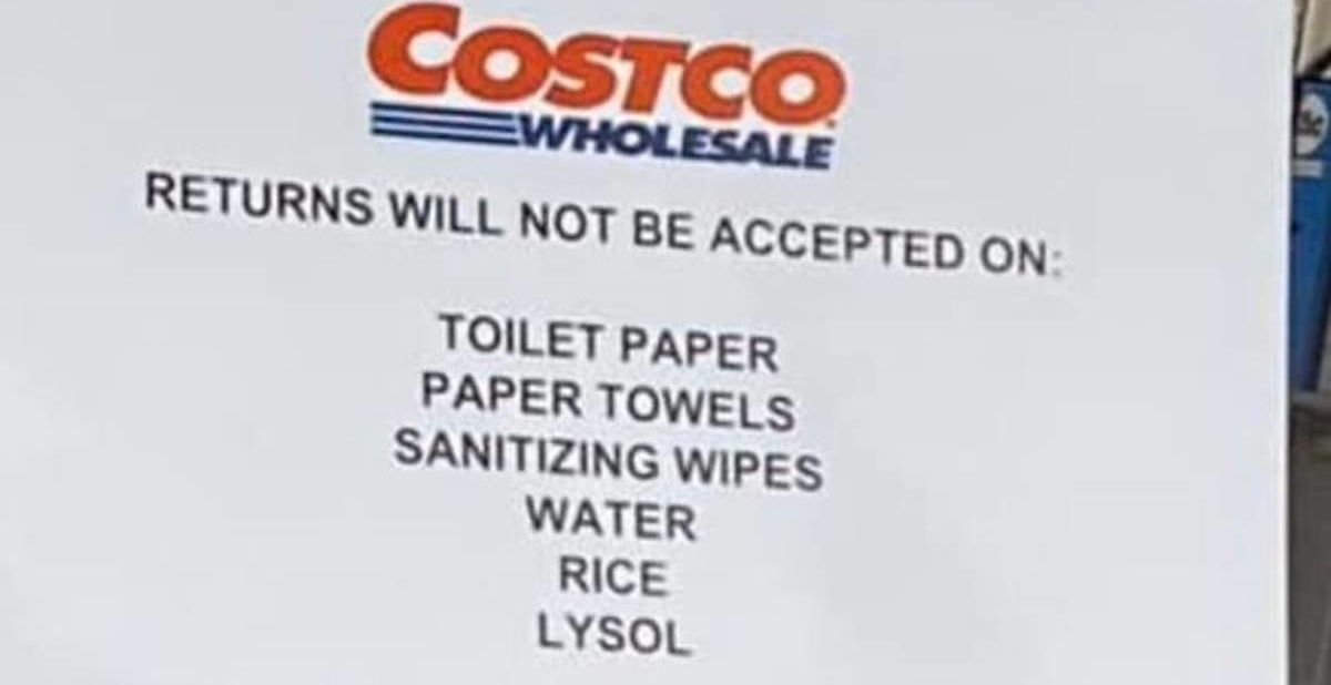 Costco takes revenge on hoarders by refusing to accept their toilet