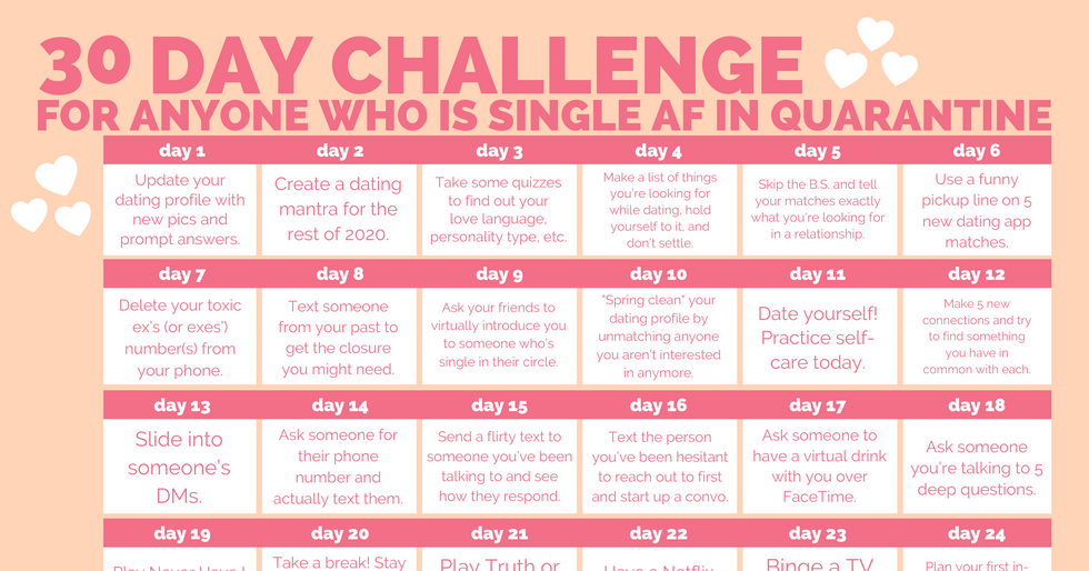 The 30-Day Dating Challenge For Anyone Who Is Single AF In Quarantine