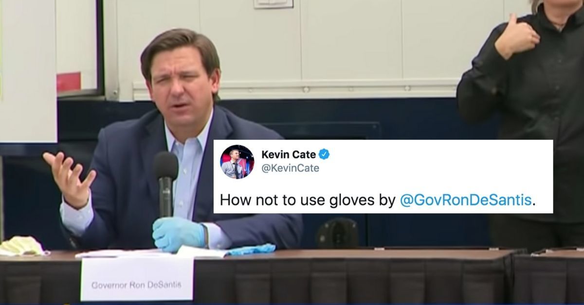 Florida Gov. Just Showed Everyone What Not To Do By Wearing One Glove And Touching His Face During Press Conference