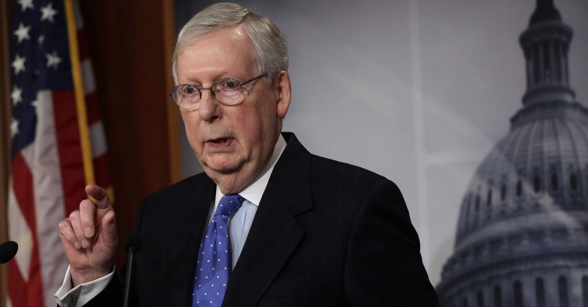 Hilariously Bizarre Photo Of Mitch McConnell Surrounded By Social Distancing Reporters Has A Very 'Harry Potter' Vibe To It
