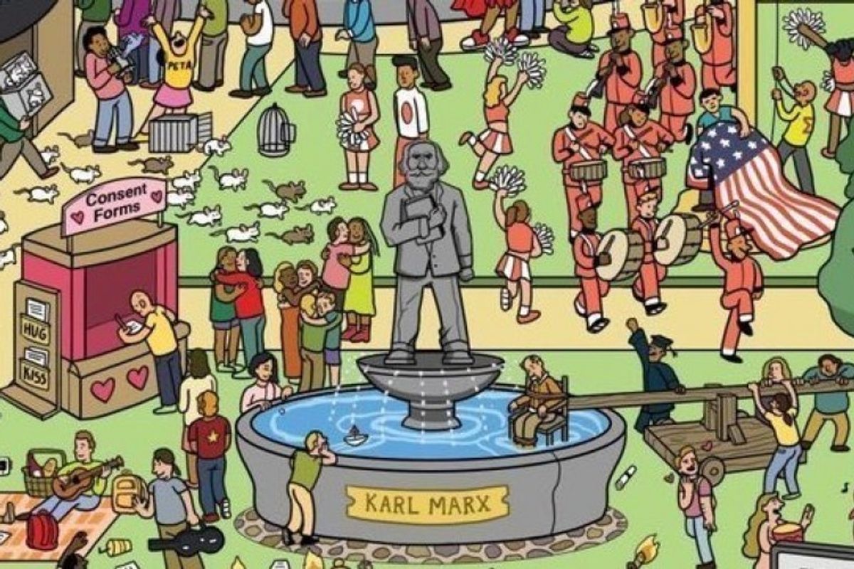 Cartoon of "Campus Seen Through the Eyes of Conservatives" goes viral after right-wingers didn't get it was satire