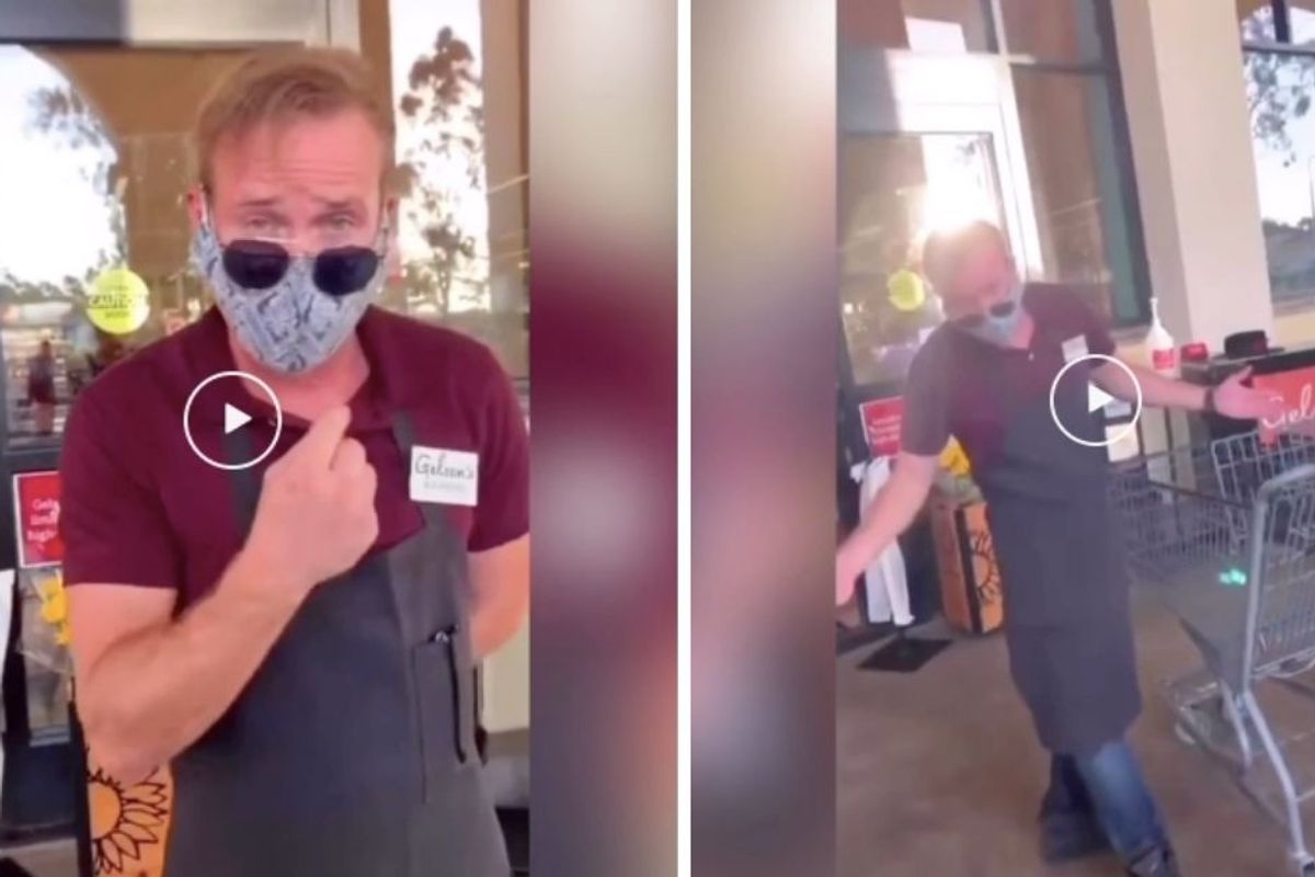 Grocery worker literally dances his way through a 'Karen' protesting store's mask policy