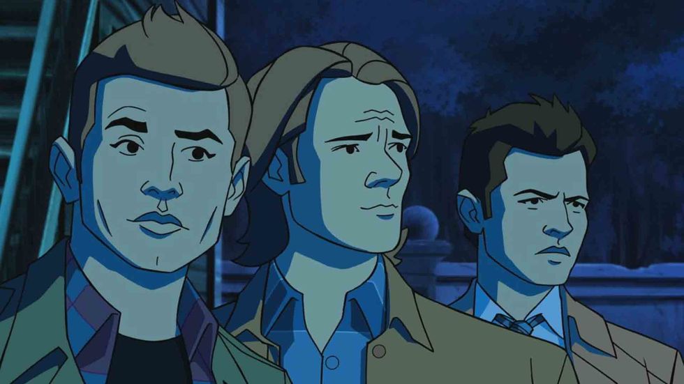 The stars of Supernatural animated as cartoon characters