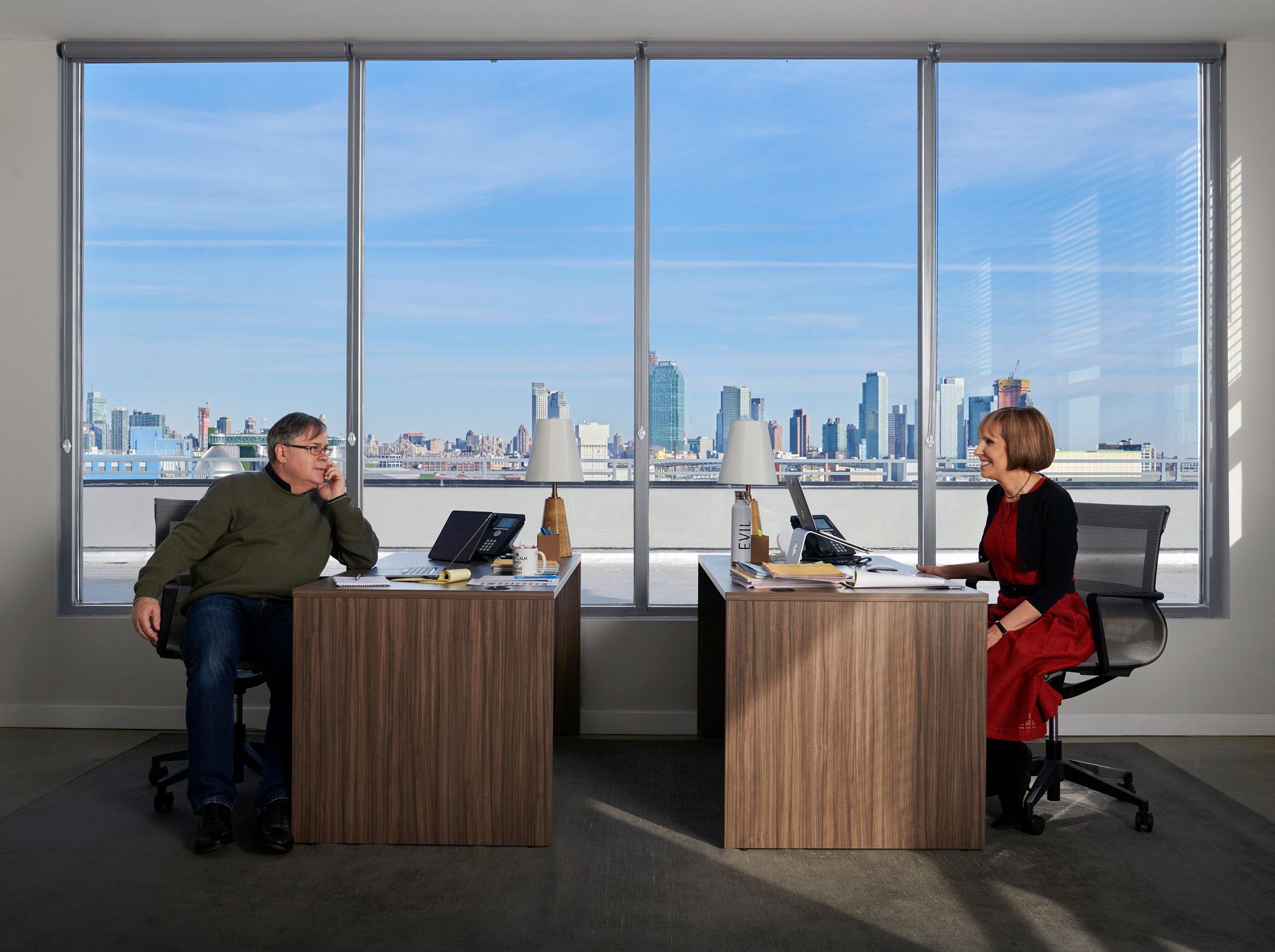 TV showrunners Robert and Michelle King in their New York office.