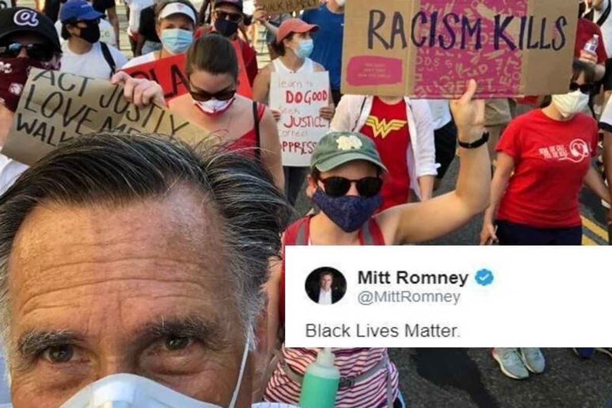 Mitt Romney is basically the whitest man in America and he just marched for Black Lives Matter
