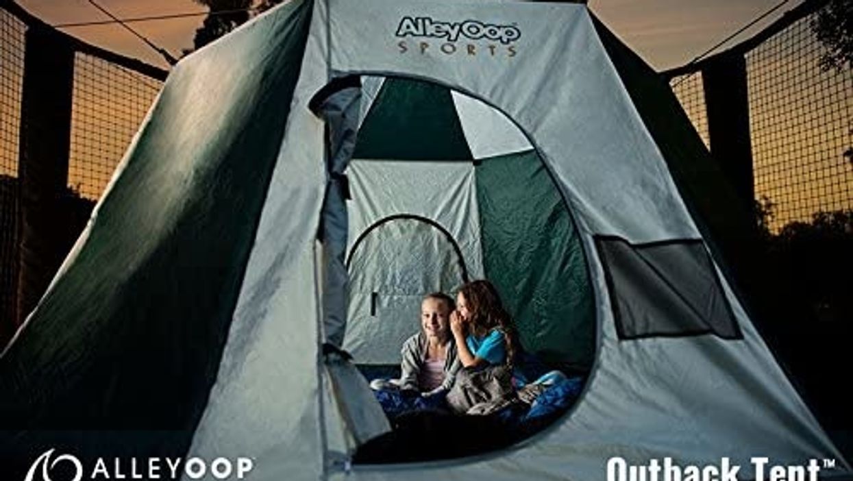 You can buy a tent that'll transform your trampoline into the perfect backyard camping spot